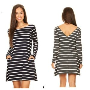 Navy & White Swing Dress NWT